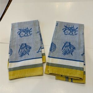 Williams Sonoma Blue and Yellow Kitchen Towels